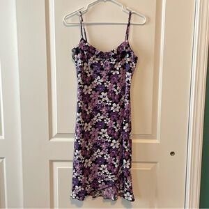 Vintage Byer Too! Floral Purple and Pink Ruffle Y2K 90s Sundress Dress
